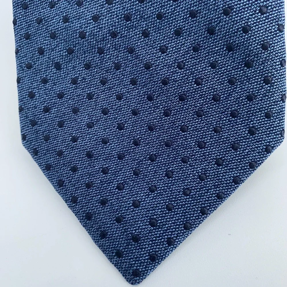 Eton Tie Mens One Size Navy Blue Polka Dot Silk Classic Necktie‎ Italy Made NWT